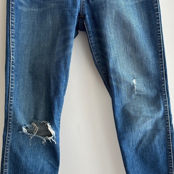 Madewell Distressed Mid-Rise Skinny Blue Cuffed Jeans, Medium Wash, Size 26 - Picture 3 of 16